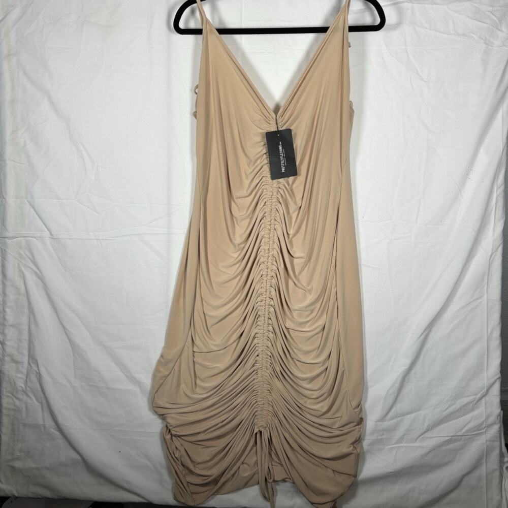 NWT Nude Ruched Bodycon Midi Dress Size 18 Pretty Little Thing